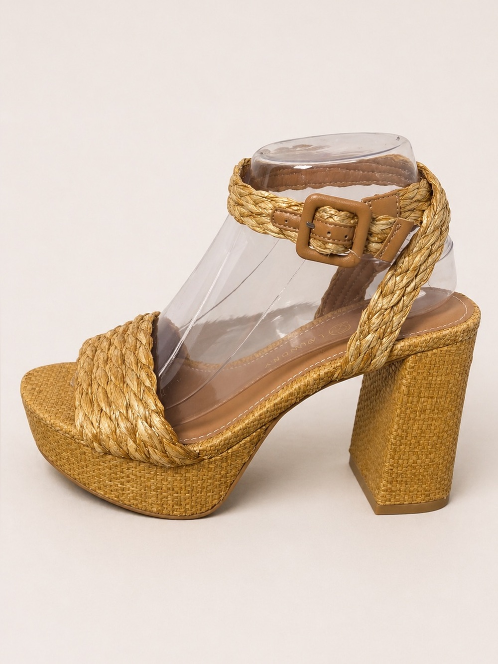 Chinese Laundry Truett Raffia Platform Heels Natural Woven Ankle Strap Sandals 8